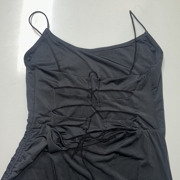 Black Ruched Mini Dress - Picture 3 of 6